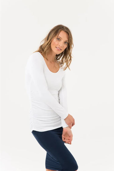 Organic Bamboo Long Sleeve Ruched Maternity Top